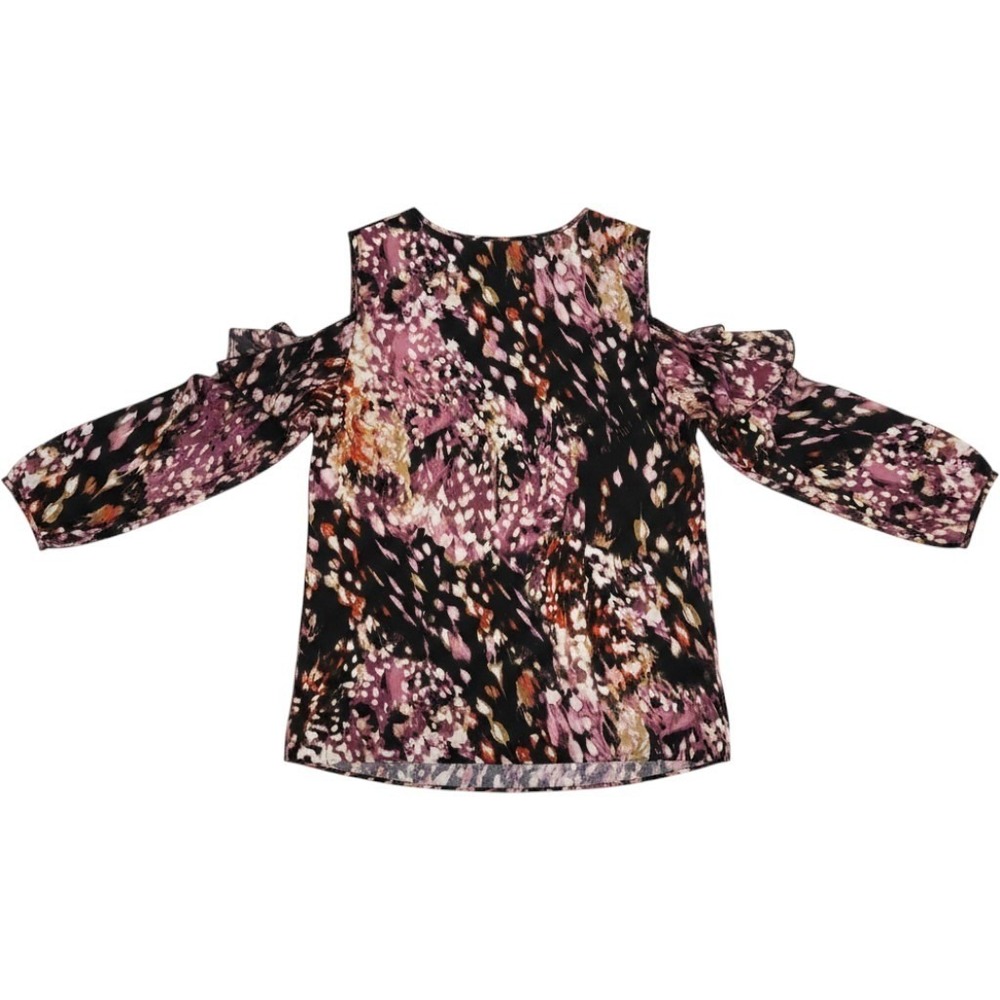 Cato Plus Size 22/24W Floral Cold Shoulder Blouse V Neck Ruffle Sleeve Top